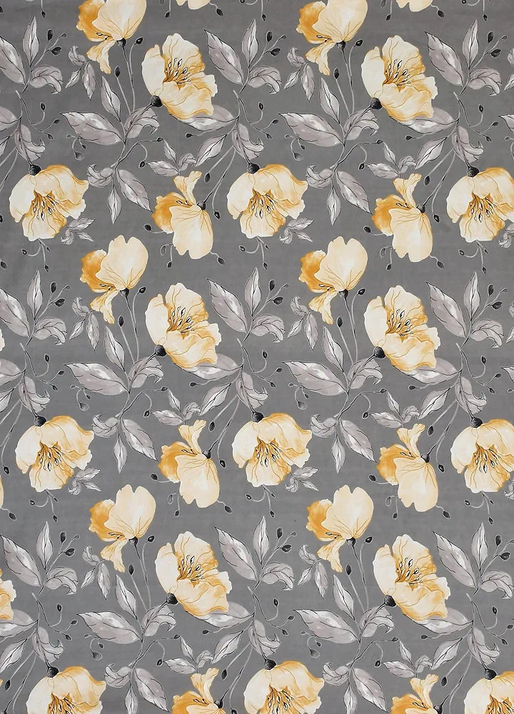 Homefab India 160 TC Glace Cotton Single BedSheet with 1 Pillow Cover -  - Grey, Floral